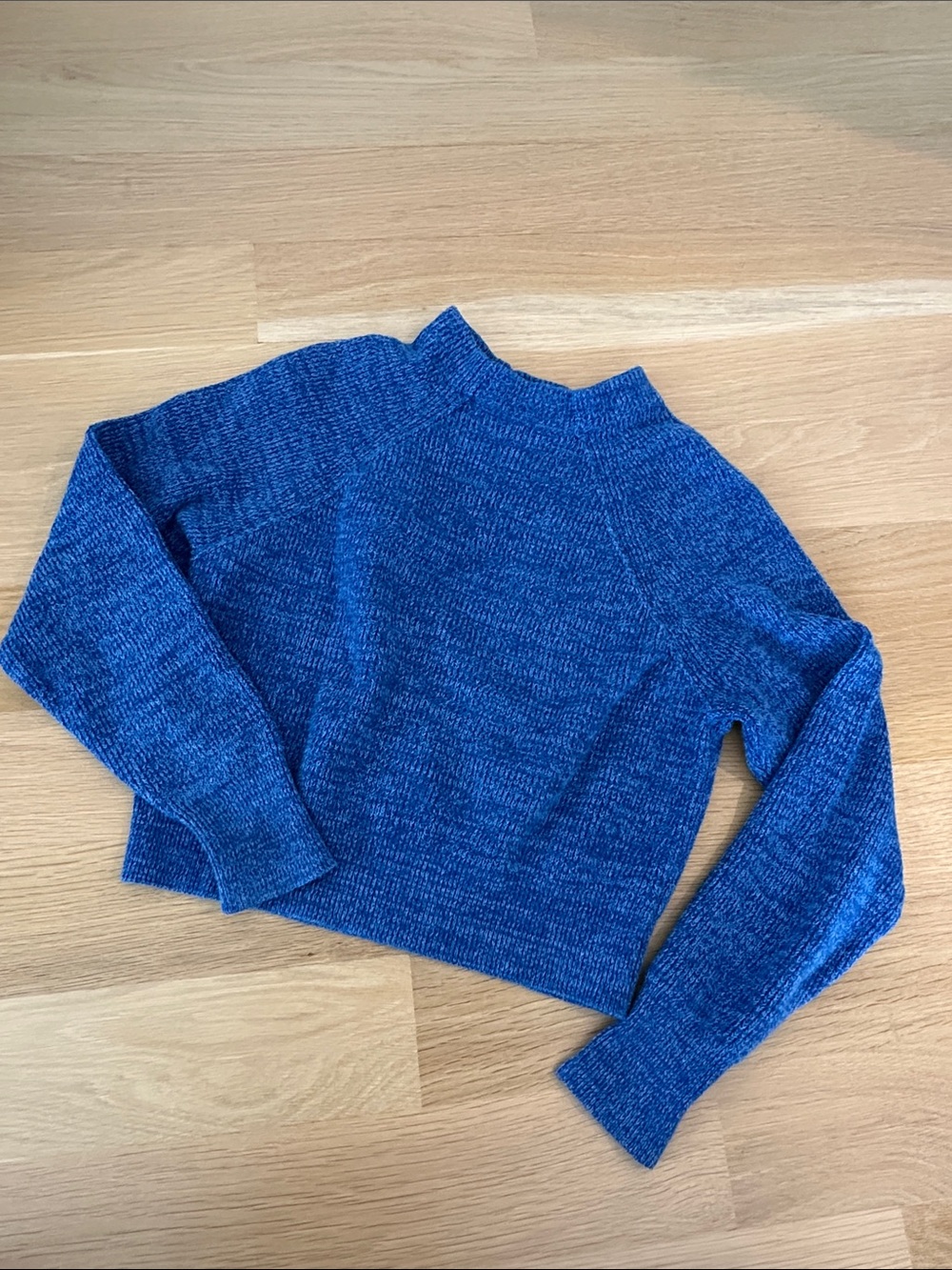 Free People Blue Mock Neck Knit Sweater